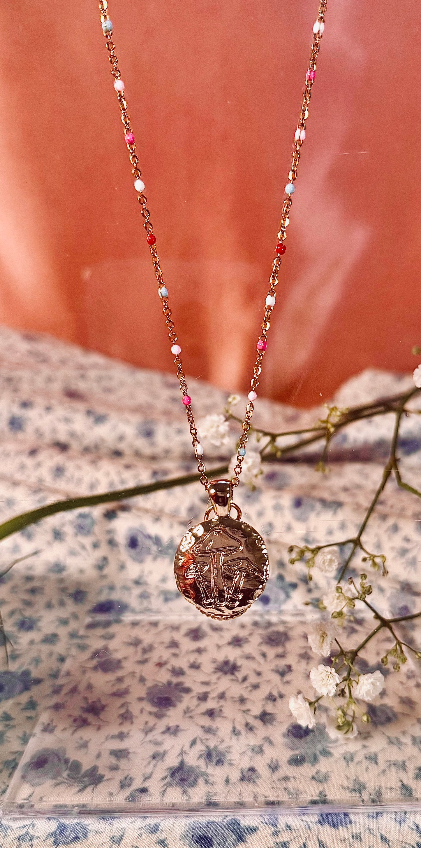Resin Dried Flower Necklace | Real Pressed Floral Pendant | Custom Length Chain | Handmade Nature Jewelry Gift