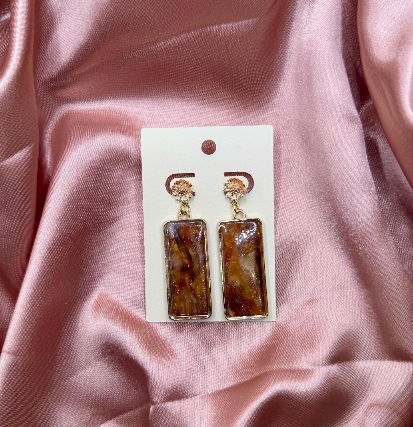 unique sunset petal marbled clay earrings, polymer clay jewelry, hypoallergenic gift