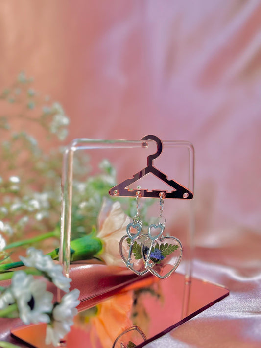Key to My Heart Earrings – Floral Resin Dangles – Real Dried Flowers – Whimsical Jewelry – Hypoallergenic – One of a Kind