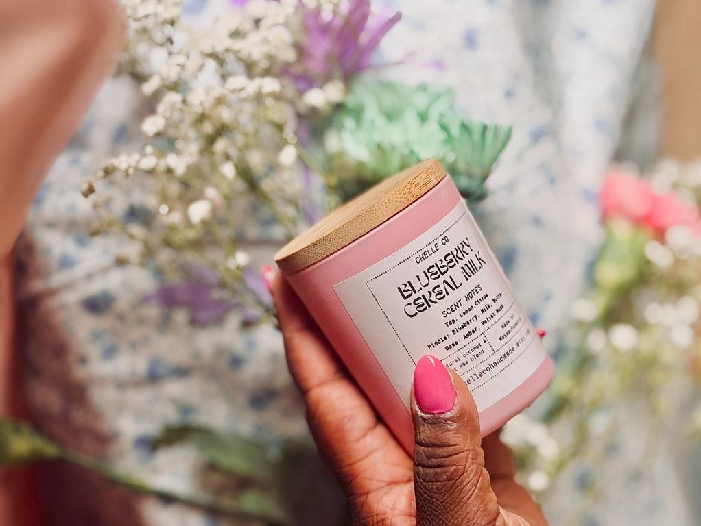 Blueberry Cereal Milk Candle, 7oz. Toxin-Free Coconut Apricot Wax – Lemon, Butter & Amber Scent – Handpoured in Small Batches