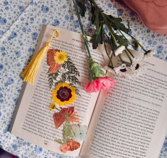 Pressed Flower Bookmark | Real Dried Flowers | Laminated Bookmark 2.5x8" | Handmade Gift for Readers | Botanical Bookmark