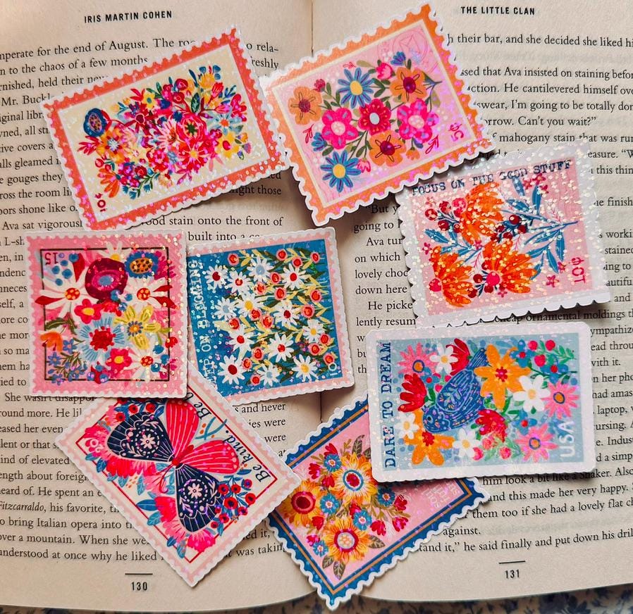 Vintage Stamp Stickers - Waterproof Vinyl Sticker/Funny Stickers, Laptop Stickers, Chelle Co