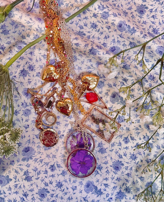 Resin Dried Flower Necklace | Real Pressed Floral Pendant | Custom Length Chain | Handmade Nature Jewelry Gift