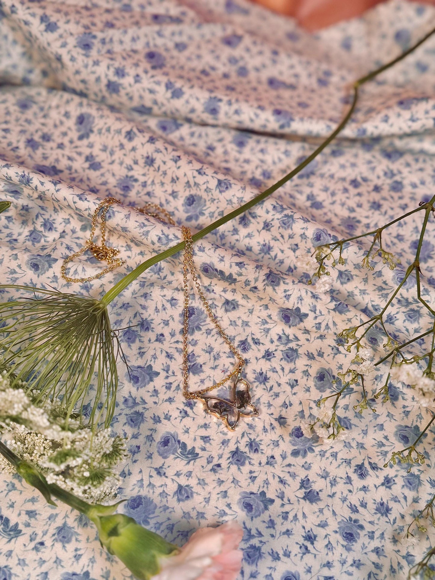 Resin Dried Flower Necklace | Real Pressed Floral Pendant | Custom Length Chain | Handmade Nature Jewelry Gift