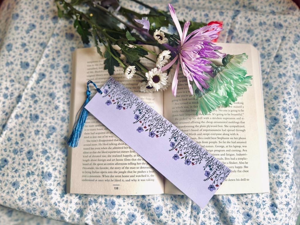 Laminated Floral Bookmark | Heavyweight Cardstock | Durable Aesthetic Bookmark 2.5x8" | Gift for Book Lovers | Handmade Reading Accessory