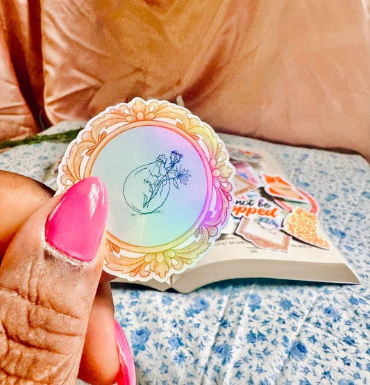Vintage Frame Stickers - Holographic Vinyl Sticker | Waterproof Aesthetic Sticker | Durable Laptop Decal | Cute Waterproof Vinyl Sticker